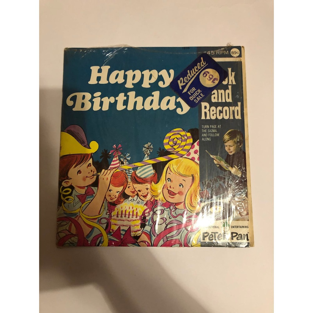 Vintage Happy Birthday Book and Record Peter Pan Record Entertaining (wba1)